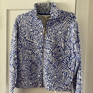 Lilly Pulitzer Women’s Wrenley Zee Bebe blue full zip jacket.
